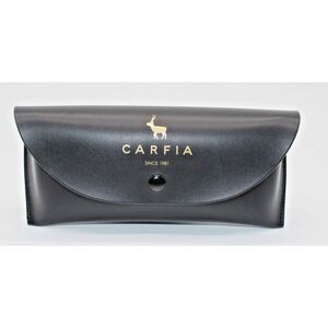 Designer CARFIA Black Leather Sunglasses Eyeglasses Case, Snap Closure
